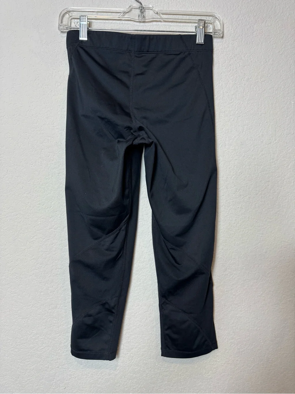 Nike Pro Dri-FIT Black Cropped Leggings White Swoosh Mesh Hem Gym Women’s M